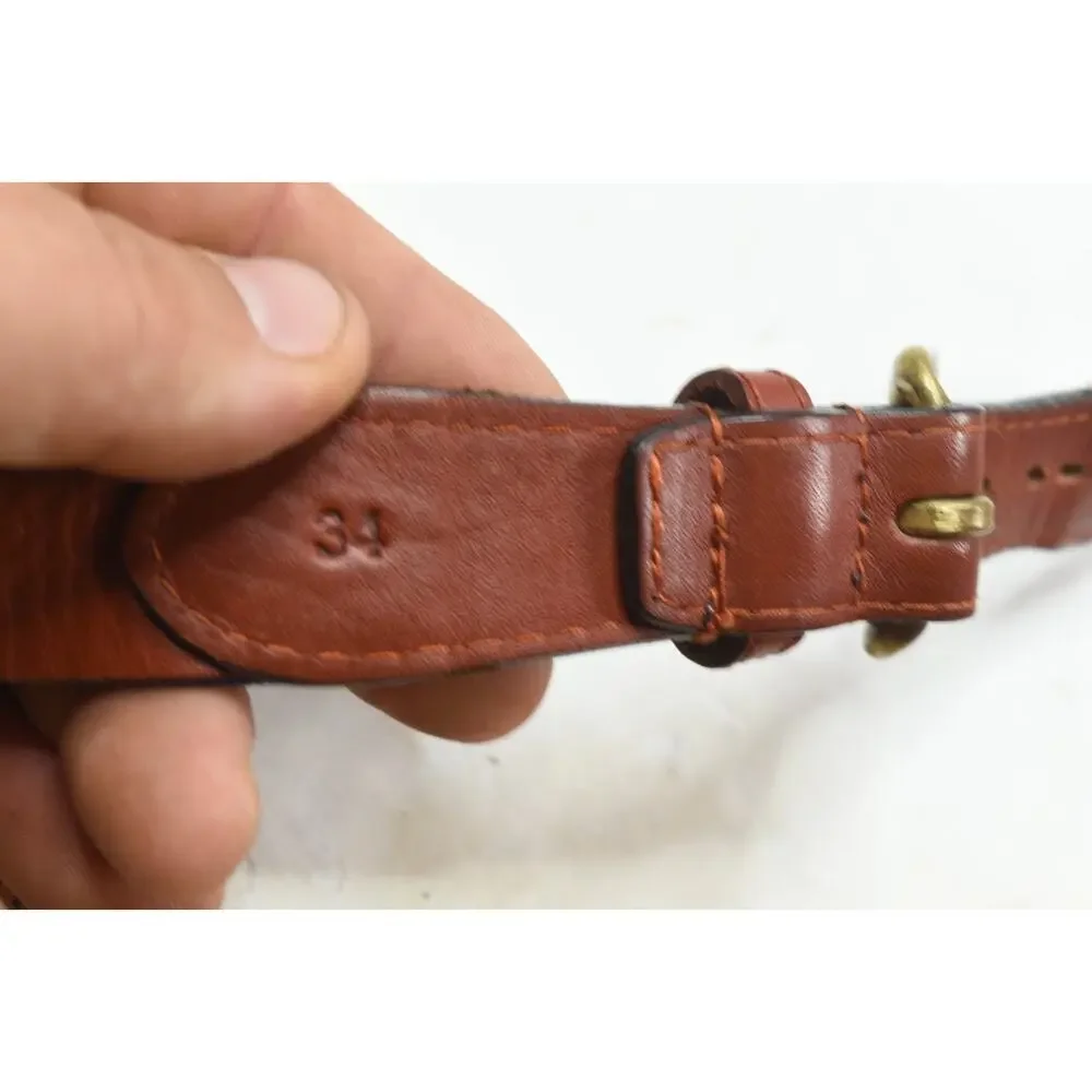Smathers & Branson Yachting Belt Mens 34 Blue Stitched Flags Leather